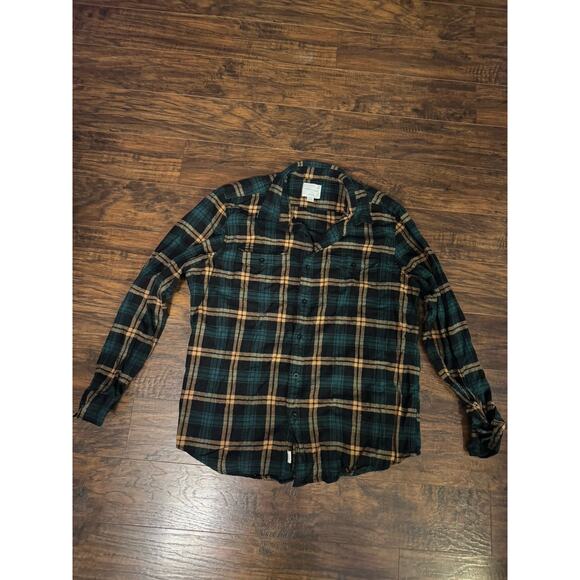 American Eagle Flannel Shirt Men's Classic Fit Green Blue Plaid Button Up XL - Picture 1 of 6